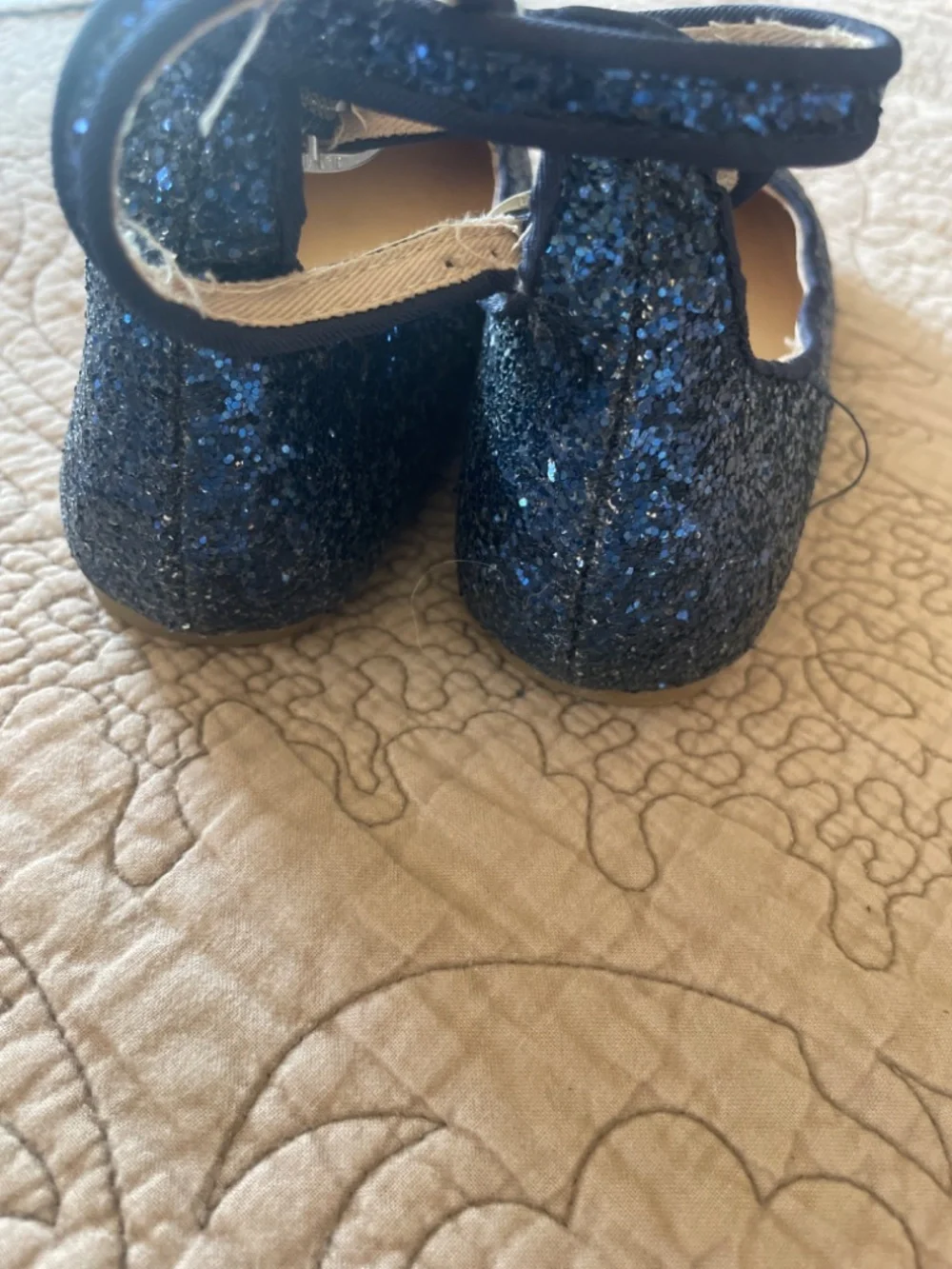 Blue glitter girls dress shoes